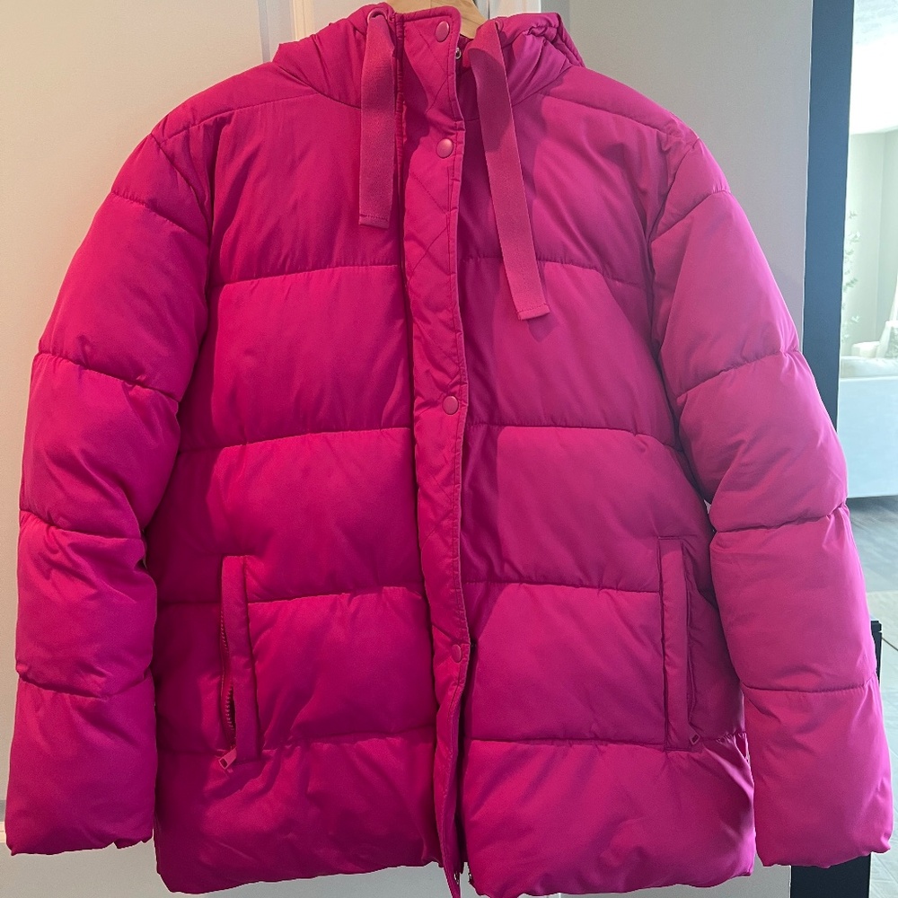 Gap hot pink puffer coat - size small